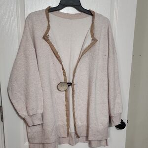 Custom Made Cream and Tan Button Cardigan